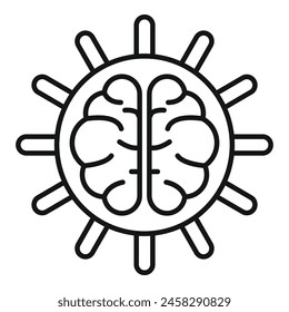 Icono cerebral bendito delinea el Vector. Práctica espiritual. Sentimiento de salud