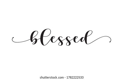 blessed calligraphy text with swashes vector