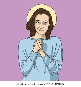 Blessed Chiara Luce Badano Colored Vector Illustration