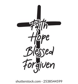 Blessed Christian cross sign, Christian vector clipart, Religious vector design, Faith Hope Love cross sign