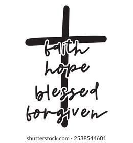 Blessed Christian cross sign, Christian vector clipart, Religious vector design, Faith Hope Love cross sign