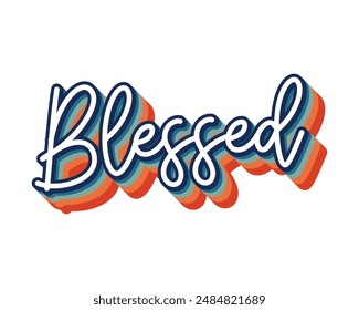 Blessed Christian word retro vintage typography calligraphy art text effect on white background