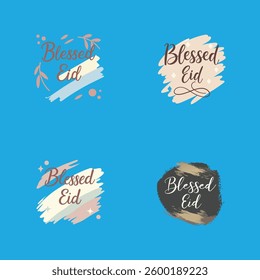 "Blessed Eid" design in handwritten brush script, featuring soft, warm colors for a modern and elegant festive look.