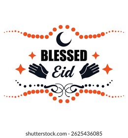 Abençoado Eid Prayers Crescent Star Festive Art