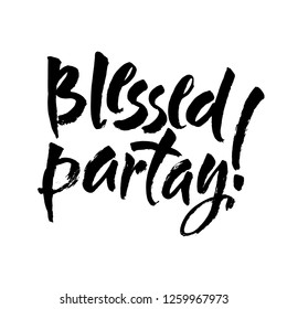 Blessed - hand drawn Autumn seasons Thanksgiving holiday lettering phrase isolated on the white background. Fun brush ink vector illustration for banners, greeting card, poster design