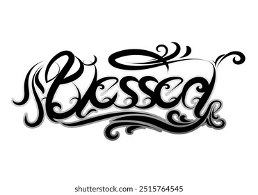 BLESSED hand lettering tattoo style design