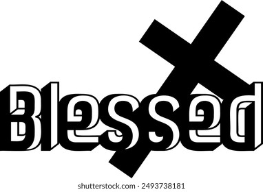 Blessed. Hand lettering typography vector illustration