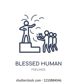 blessed human icon. blessed human linear symbol design from Feelings collection. Simple outline element vector illustration on white background.