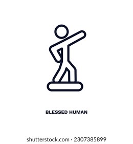 blessed human icon. Thin line blessed human icon from feeling and reaction collection. Outline vector isolated on white background. Editable blessed human symbol can be used web and mobile