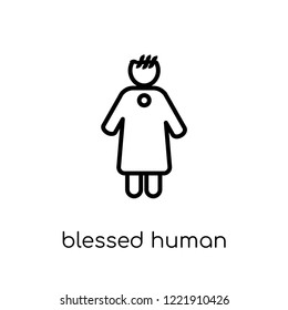 blessed human icon. Trendy modern flat linear vector blessed human icon on white background from thin line Feelings collection, editable outline stroke vector illustration