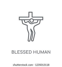 blessed human linear icon. Modern outline blessed human logo concept on white background from Feelings collection. Suitable for use on web apps, mobile apps and print media.