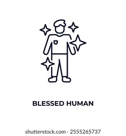 blessed human outline icon. Linear vector from feelings concept. Thin line blessed human icon isolated on white background