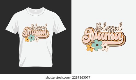Blessed Mama Mum Retro PNG Sublimation Design