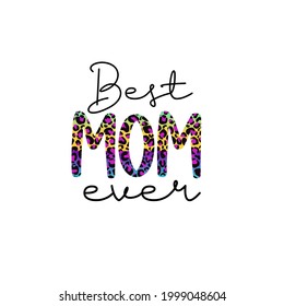 Blessed Mom quote with leopard print. Leopard mama print vector illustration