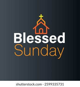 A Blessed Sunday illustration with an icon of a church.
