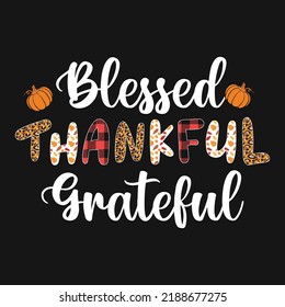 Blessed Thankful Grateful Fall Leopard T-shirt