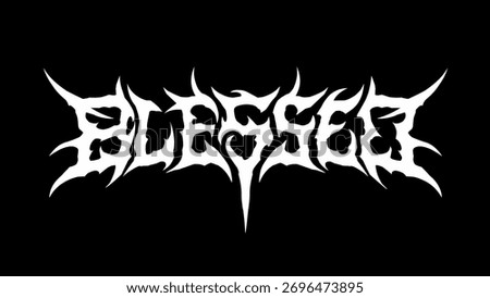 blessed typography vector in symmetrical shapes dark metal letter style for streetwear, t-shirt print apparel, sticker, poster, band name logo and more