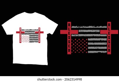 Bendito diseño de vectores de camisetas de la bandera de la Cruz Roja de los Estados Unidos, camiseta bendita, camisas religiosas, camiseta de himno, camiseta de Cristo Jesús, té de amor de Jesús,