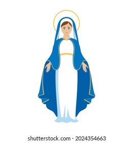 Blessed Virgin Mary icon vector. Assumption of Mary vector illustration. Beautiful Virgin Mary icon isolated on a white background