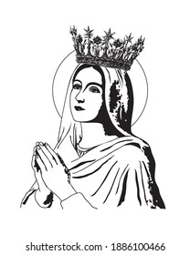 Blessed Virgin Mary Illustration Our lady queen of Heaven catholic vector