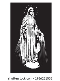 Blessed Virgin Mary Illustration Our lady of grace catholic religious vector