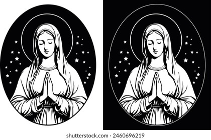 Blessed Virgin Mary praying illustration
