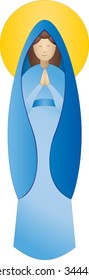 Blessed Virgin Mary simple color vector illustration