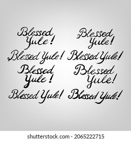 blessed yule black ink vector lettering set