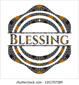 Blessing arabic style emblem. Arabesque decoration.
