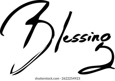 Blessing Baby Girl Name In Stylish Brush Typography Text