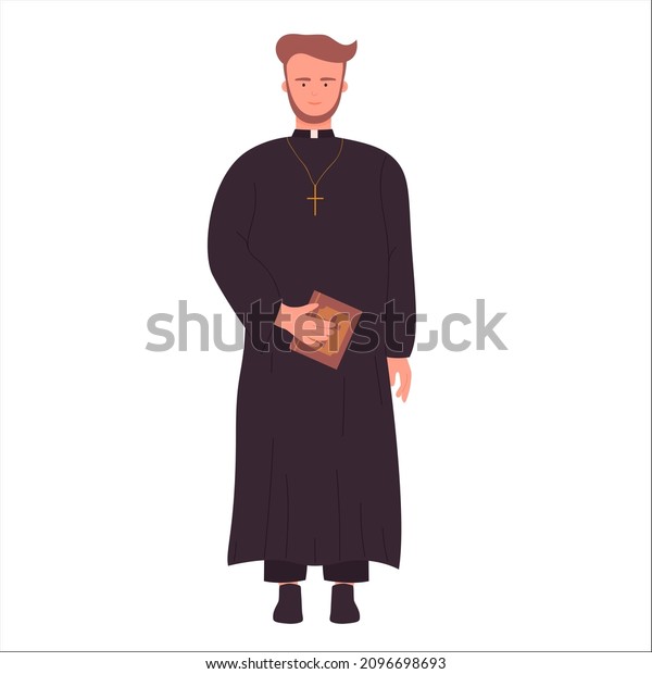 Blessing
catholic priest of second clergy grade. Authorized mediator between
god and humanity flat vector
illustration