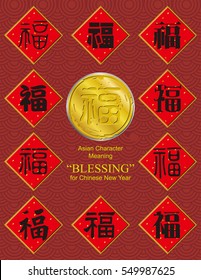 Blessing - Chinese character which meant blessing or blessed for Chinese New Year