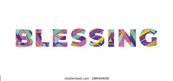 Blessing Concept Retro Colorful Word Art Illustration