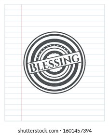 Blessing emblem drawn in pencil. Vector Illustration. Detailed.