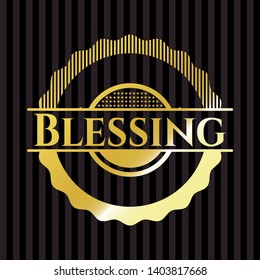 Blessing gold shiny emblem. Vector Illustration. Detailed.