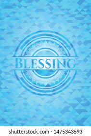 Blessing sky blue mosaic emblem