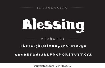 Bendición del tipo de letra del estilo del pincel vectorial, alfabeto, tipo