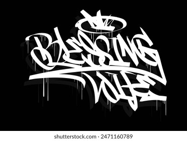 BLESSING WIFE graffiti tag style design