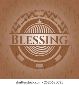 Blessing wooden emblem. Retro. Vector Illustration. 