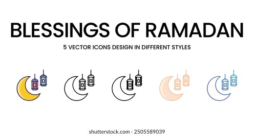 Blessings of Ramadan icons vector set stock illustration