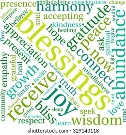 Blessings word cloud on a white background. 