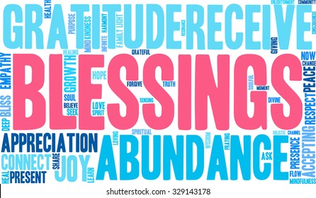 Blessings word cloud on a white background. 