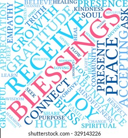 Blessings word cloud on a white background. 