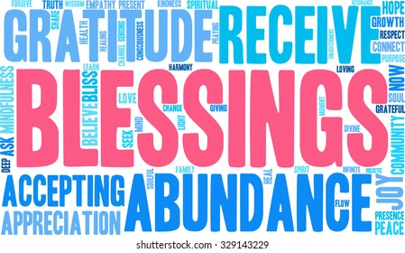 Blessings word cloud on a white background. 