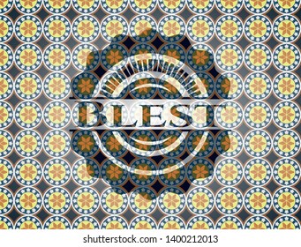 Blest arabesque style badge. arabic decoration.