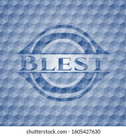 Blest blue emblem with geometric pattern. Vector Illustration. Detailed.