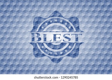 Blest blue polygonal emblem.