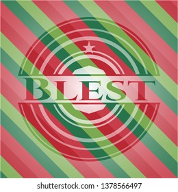 Blest christmas colors emblem.