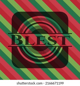 Blest christmas colors style emblem. Vector Illustration. Detailed. 