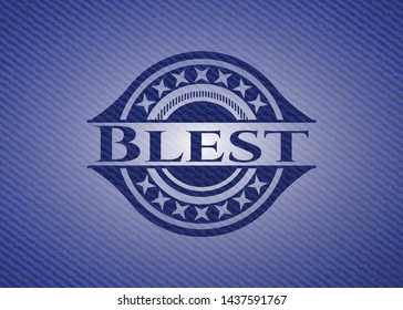 Blest with denim texture. Vector Illustration. Detailed.